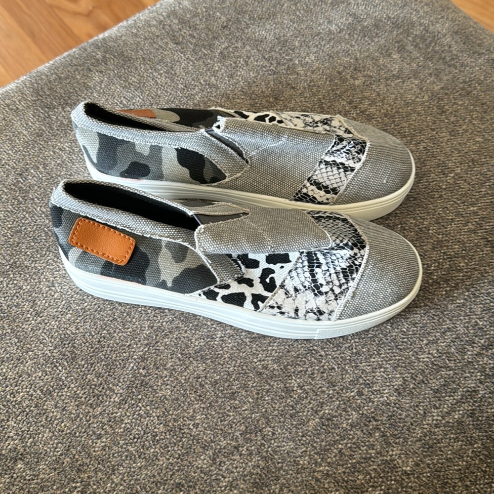 Animal print slip on shoes